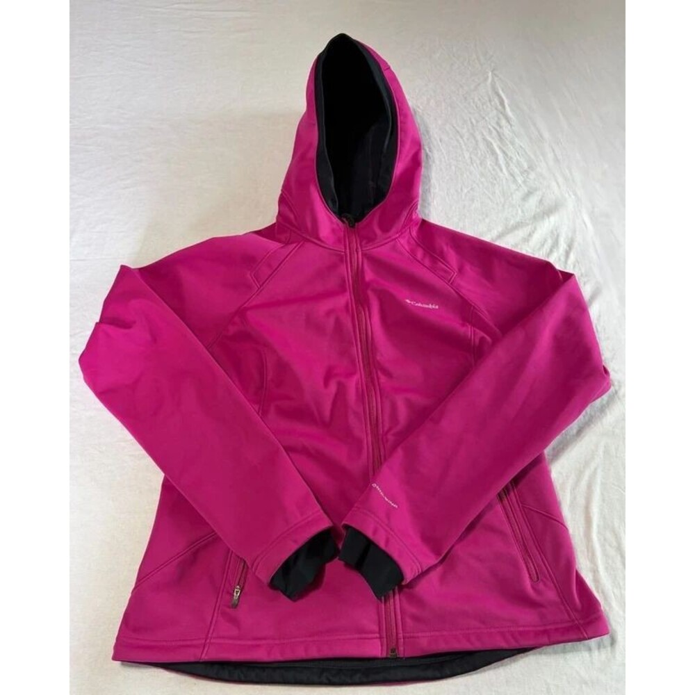 Columbia XL Pink Softshell Jacket Fleece Lined Hooded Omni Shield Wind Block